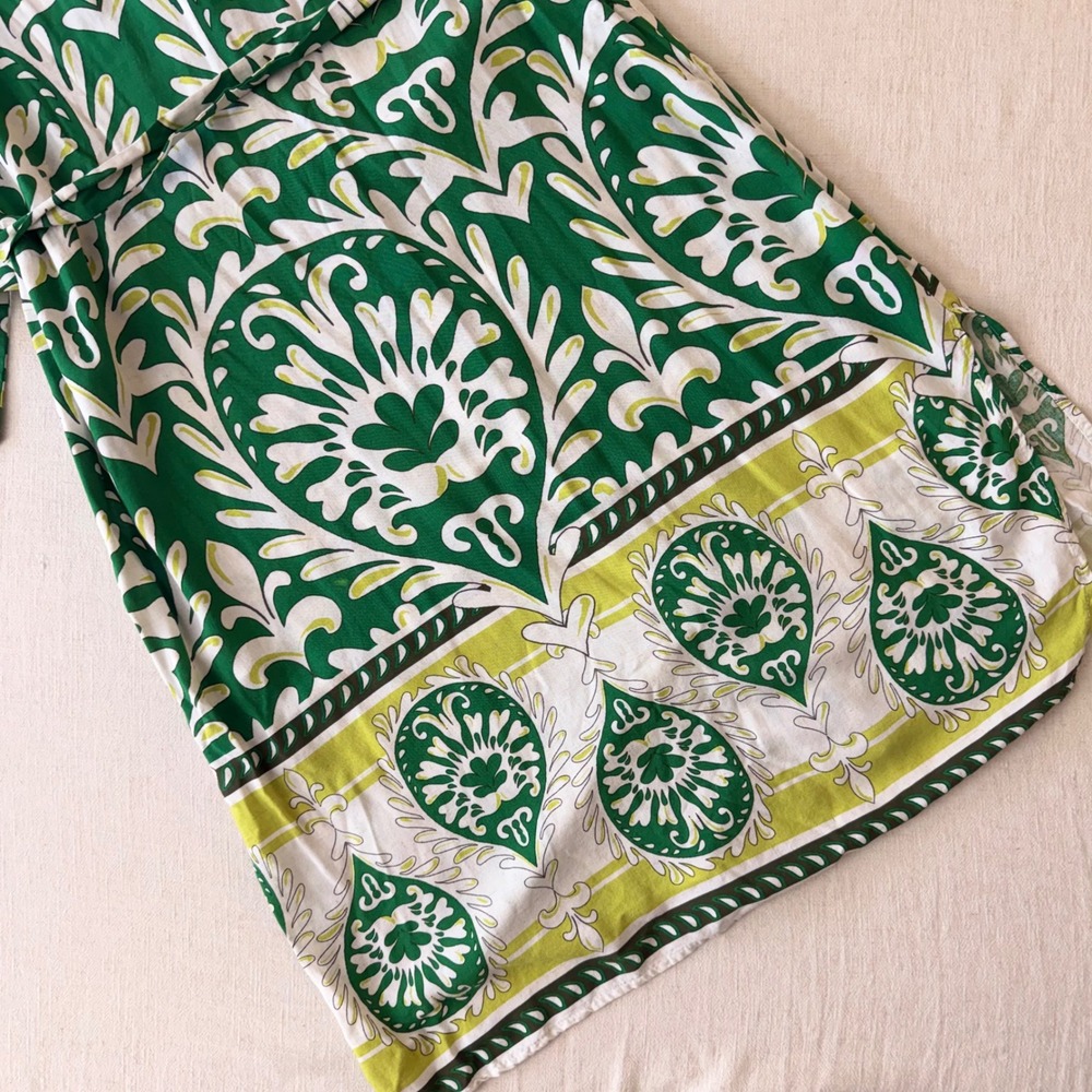 Anthropologie Figueroa & Flower Green White Belted Shirt Dress Large - Picture 9 of 11
